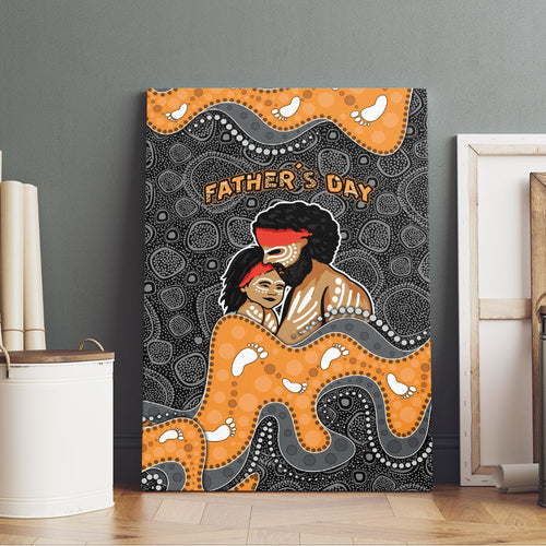 Australia Aboriginal Fathers Day Canvas Wall Art Indigenous Dot Art - Family Footprint
