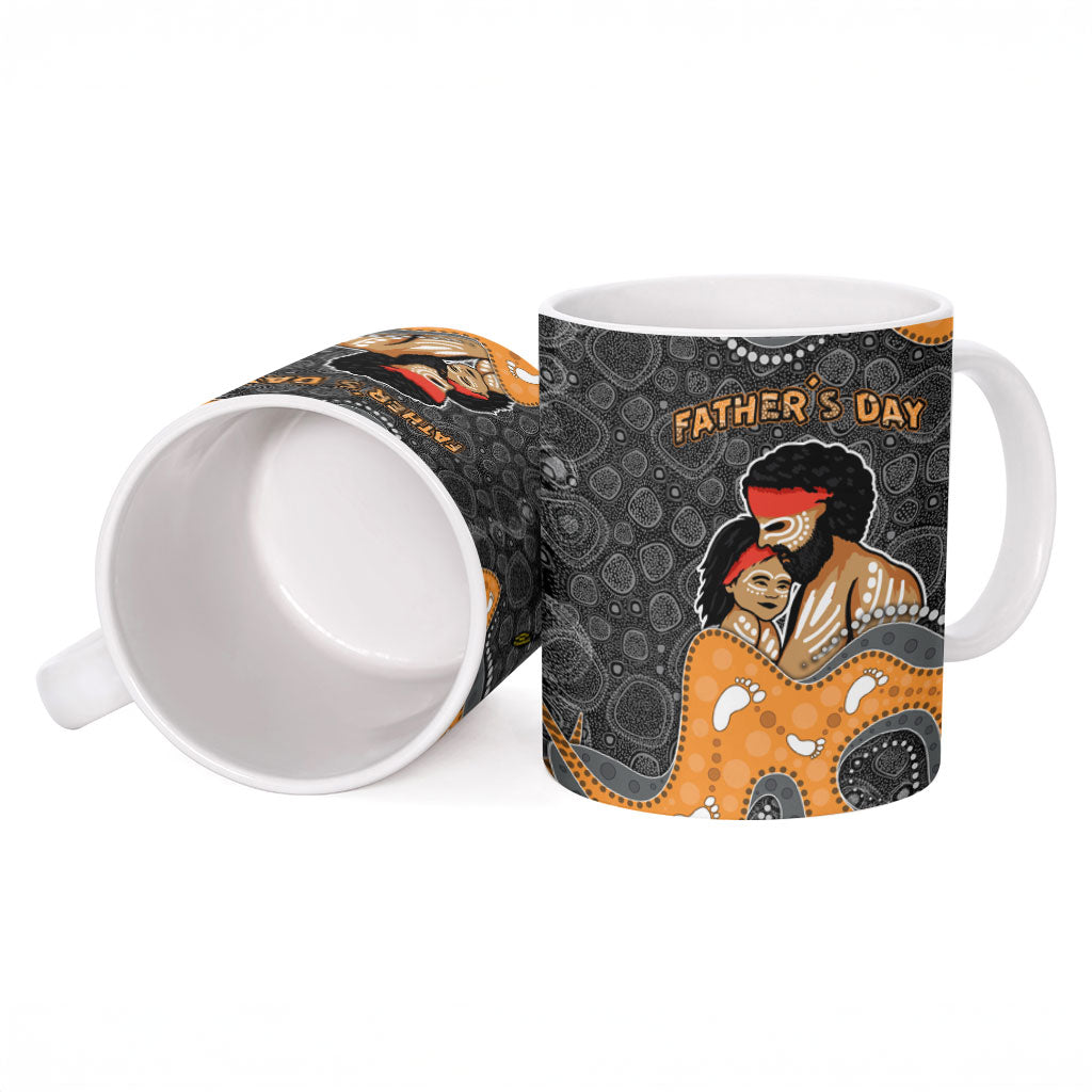 Australia Aboriginal Fathers Day Ceramic Mug Indigenous Dot Art - Family Footprint