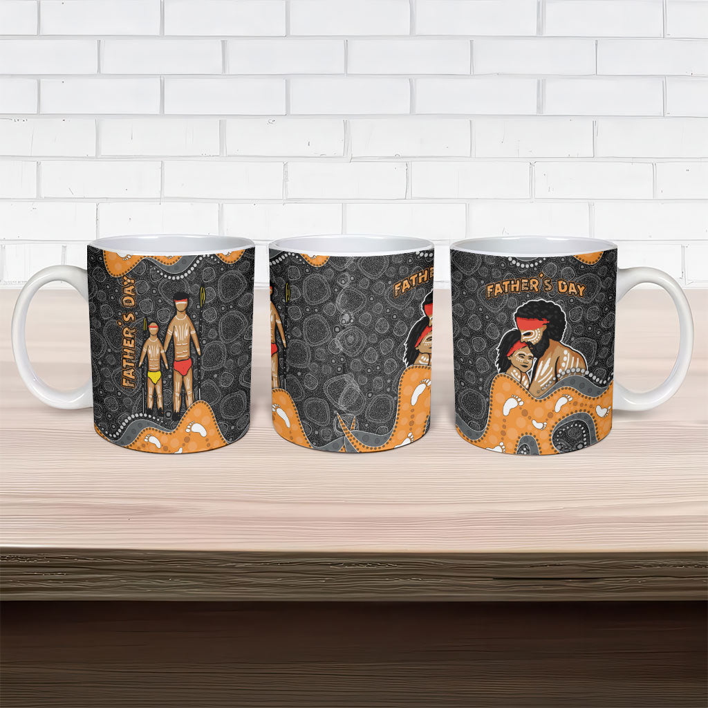 Australia Aboriginal Fathers Day Ceramic Mug Indigenous Dot Art - Family Footprint
