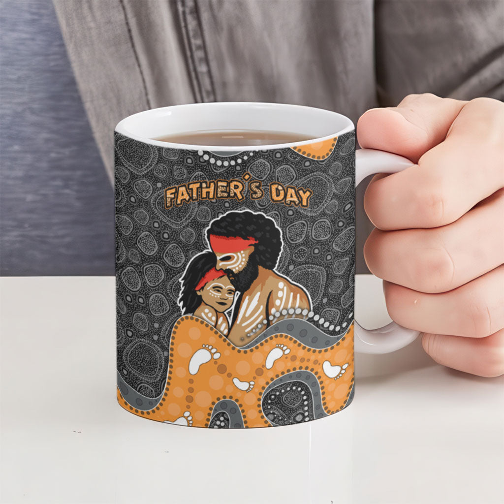 Australia Aboriginal Fathers Day Ceramic Mug Indigenous Dot Art - Family Footprint