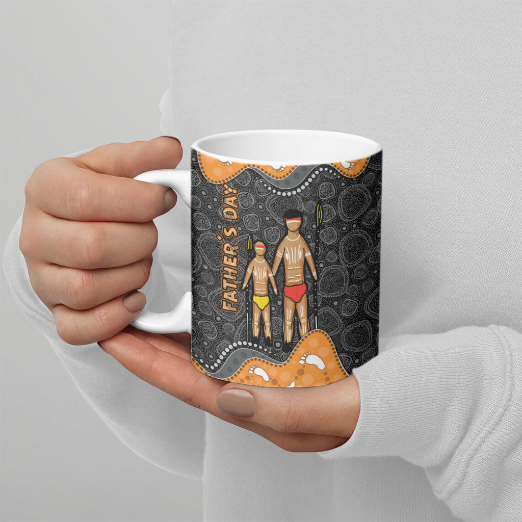 Australia Aboriginal Fathers Day Ceramic Mug Indigenous Dot Art - Family Footprint