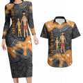 Australia Aboriginal Fathers Day Couples Matching Long Sleeve Bodycon Dress and Hawaiian Shirt Indigenous Dot Art - Family Footprint