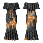 Australia Aboriginal Fathers Day Couples Matching Mermaid Dress and Hawaiian Shirt Indigenous Dot Art - Family Footprint