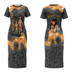 Australia Aboriginal Fathers Day Couples Matching Short Sleeve Bodycon Dress and Long Sleeve Button Shirt Indigenous Dot Art - Family Footprint