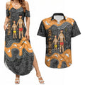 Australia Aboriginal Fathers Day Couples Matching Summer Maxi Dress and Hawaiian Shirt Indigenous Dot Art - Family Footprint