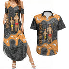 Australia Aboriginal Fathers Day Couples Matching Summer Maxi Dress and Hawaiian Shirt Indigenous Dot Art - Family Footprint