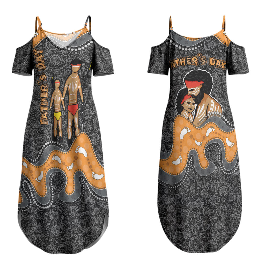 Australia Aboriginal Fathers Day Couples Matching Summer Maxi Dress and Hawaiian Shirt Indigenous Dot Art - Family Footprint