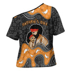 Australia Aboriginal Fathers Day Cross Shoulder Shirt Indigenous Dot Art - Family Footprint