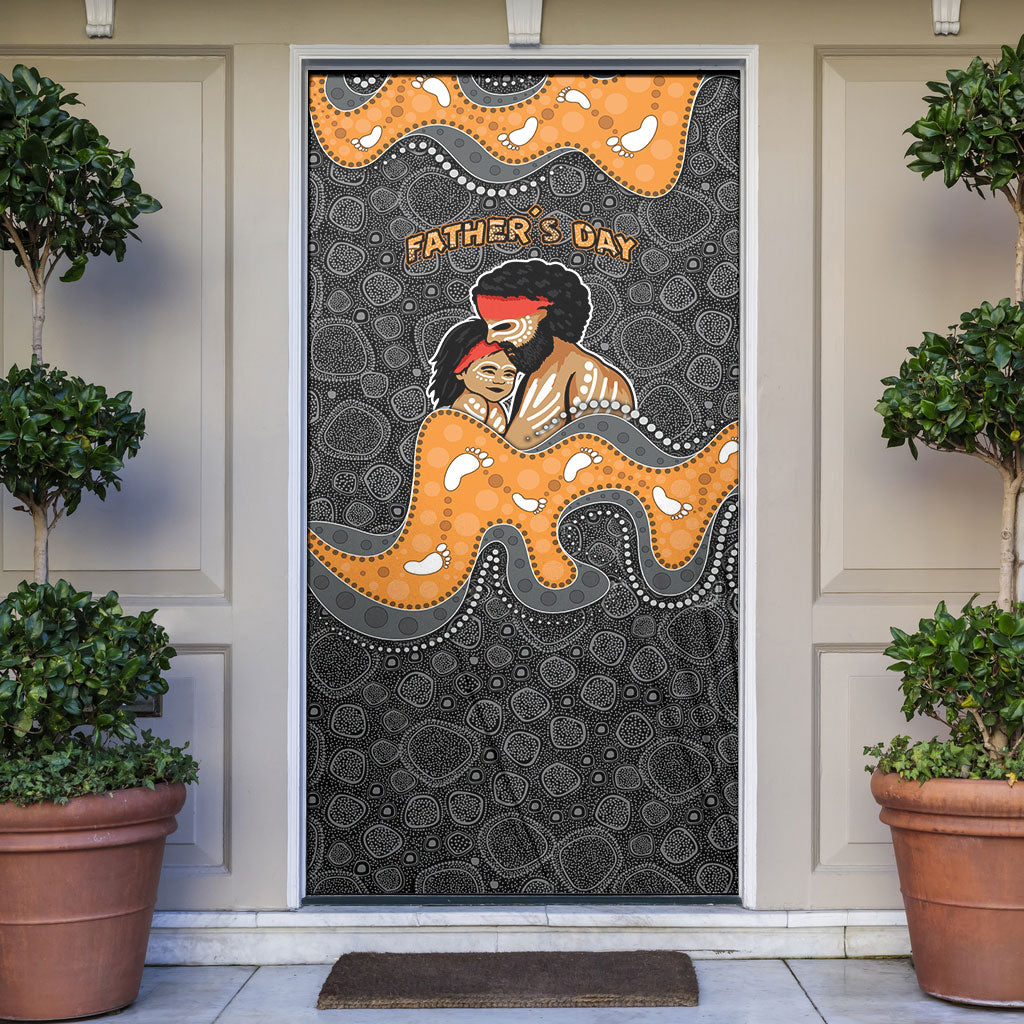 Australia Aboriginal Fathers Day Door Cover Indigenous Dot Art - Family Footprint