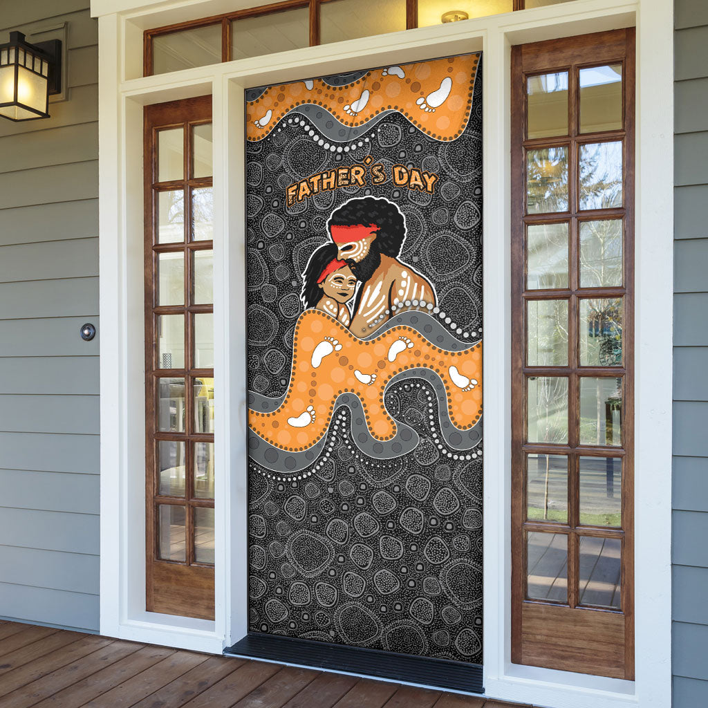 Australia Aboriginal Fathers Day Door Cover Indigenous Dot Art - Family Footprint