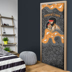 Australia Aboriginal Fathers Day Door Cover Indigenous Dot Art - Family Footprint