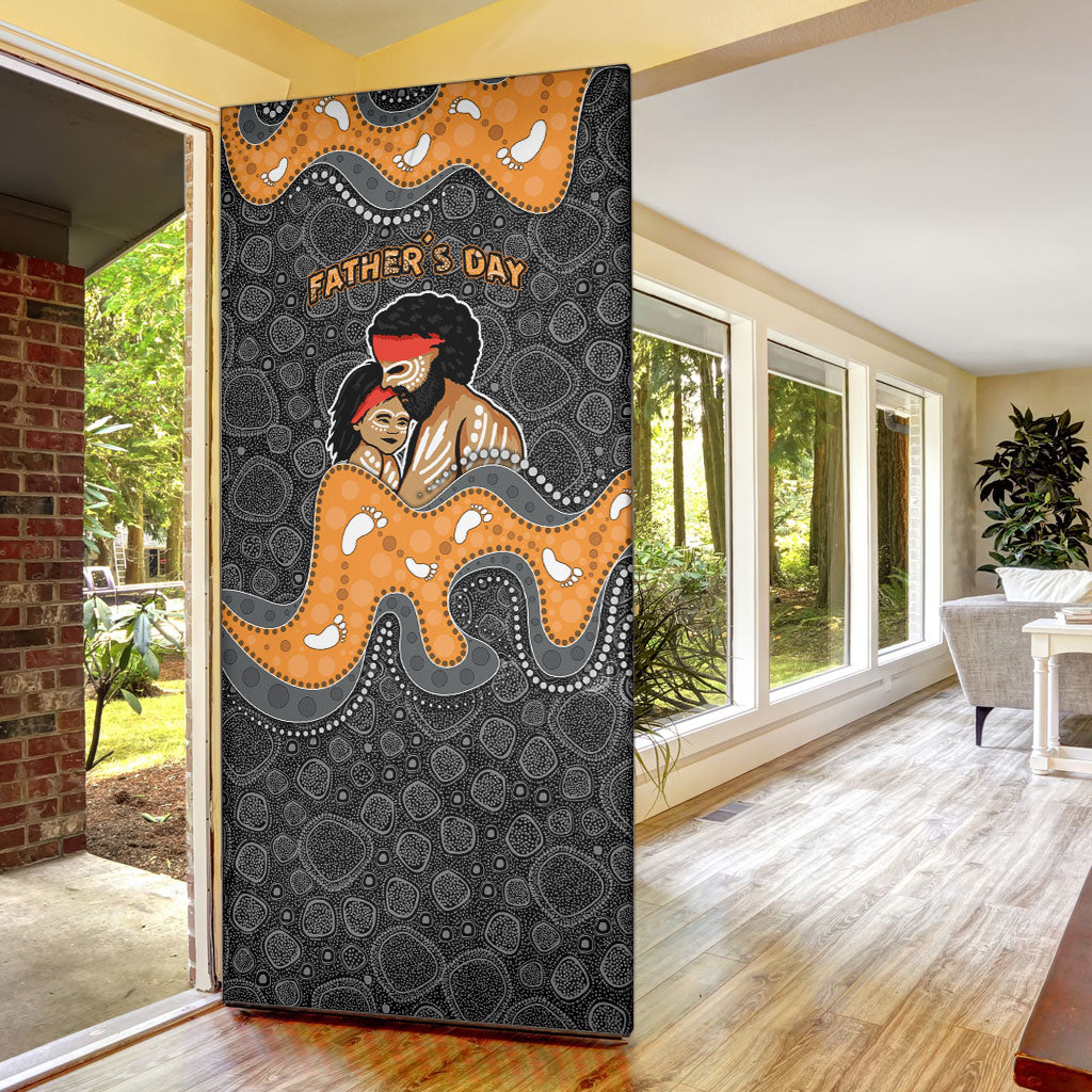 Australia Aboriginal Fathers Day Door Cover Indigenous Dot Art - Family Footprint