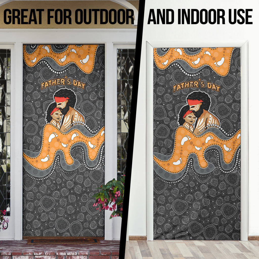 Australia Aboriginal Fathers Day Door Cover Indigenous Dot Art - Family Footprint