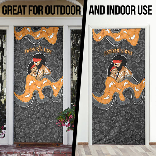 Australia Aboriginal Fathers Day Door Cover Indigenous Dot Art - Family Footprint