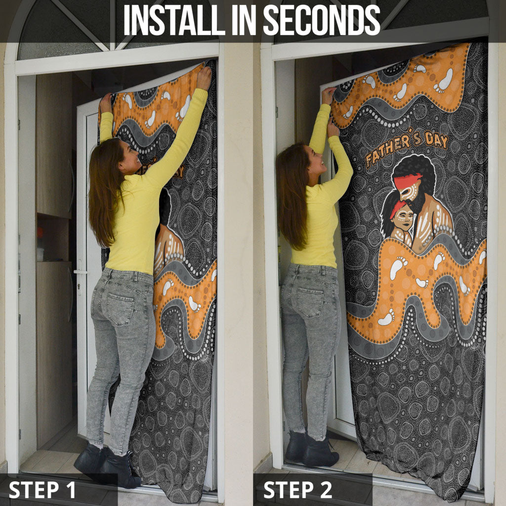 Australia Aboriginal Fathers Day Door Cover Indigenous Dot Art - Family Footprint