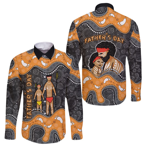 Australia Aboriginal Fathers Day Family Matching Mermaid Dress and Hawaiian Shirt Indigenous Dot Art - Family Footprint