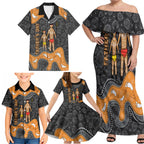 Australia Aboriginal Fathers Day Family Matching Off Shoulder Maxi Dress and Hawaiian Shirt Indigenous Dot Art - Family Footprint