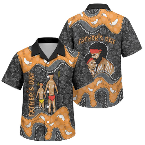Australia Aboriginal Fathers Day Family Matching Off Shoulder Maxi Dress and Hawaiian Shirt Indigenous Dot Art - Family Footprint