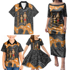 Australia Aboriginal Fathers Day Family Matching Puletasi and Hawaiian Shirt Indigenous Dot Art - Family Footprint