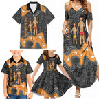 Australia Aboriginal Fathers Day Family Matching Summer Maxi Dress and Hawaiian Shirt Indigenous Dot Art - Family Footprint