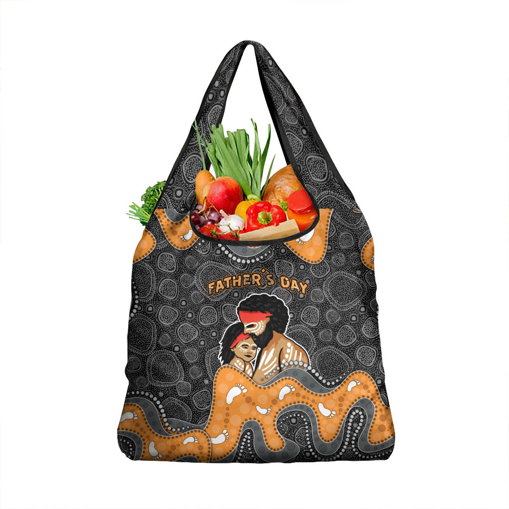 Australia Aboriginal Fathers Day Grocery Bag Indigenous Dot Art - Family Footprint