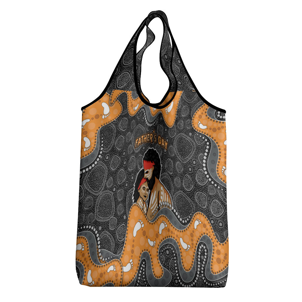 Australia Aboriginal Fathers Day Grocery Bag Indigenous Dot Art - Family Footprint