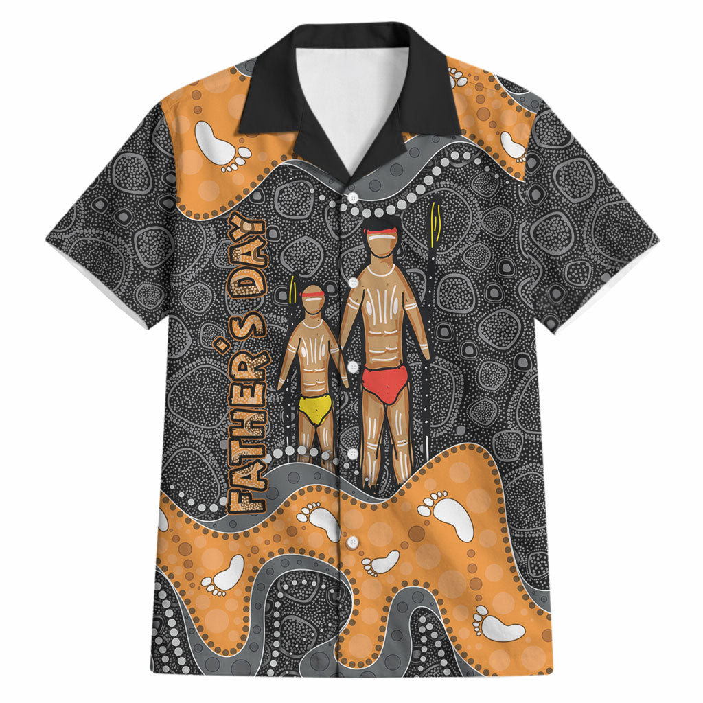 Australia Aboriginal Fathers Day Hawaiian Shirt Indigenous Dot Art - Family Footprint
