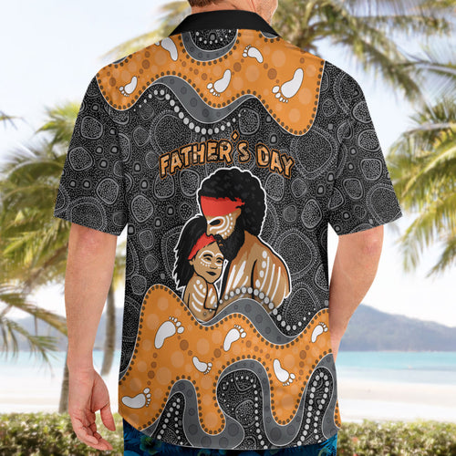 Australia Aboriginal Fathers Day Hawaiian Shirt Indigenous Dot Art - Family Footprint