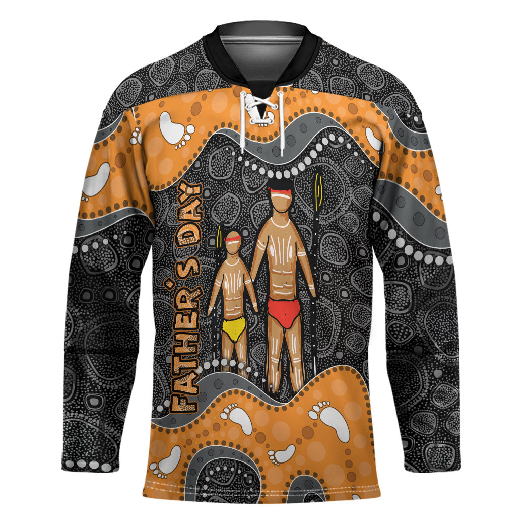 Australia Aboriginal Fathers Day Hockey Jersey Indigenous Dot Art - Family Footprint