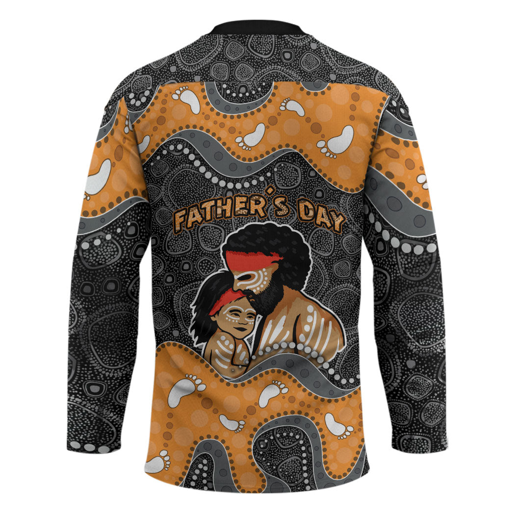Australia Aboriginal Fathers Day Hockey Jersey Indigenous Dot Art - Family Footprint