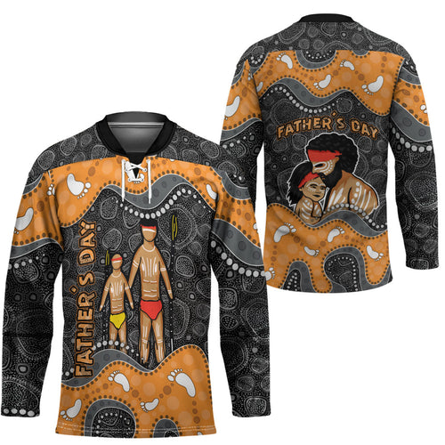 Australia Aboriginal Fathers Day Hockey Jersey Indigenous Dot Art - Family Footprint