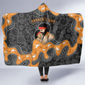 Australia Aboriginal Fathers Day Hooded Blanket Indigenous Dot Art - Family Footprint