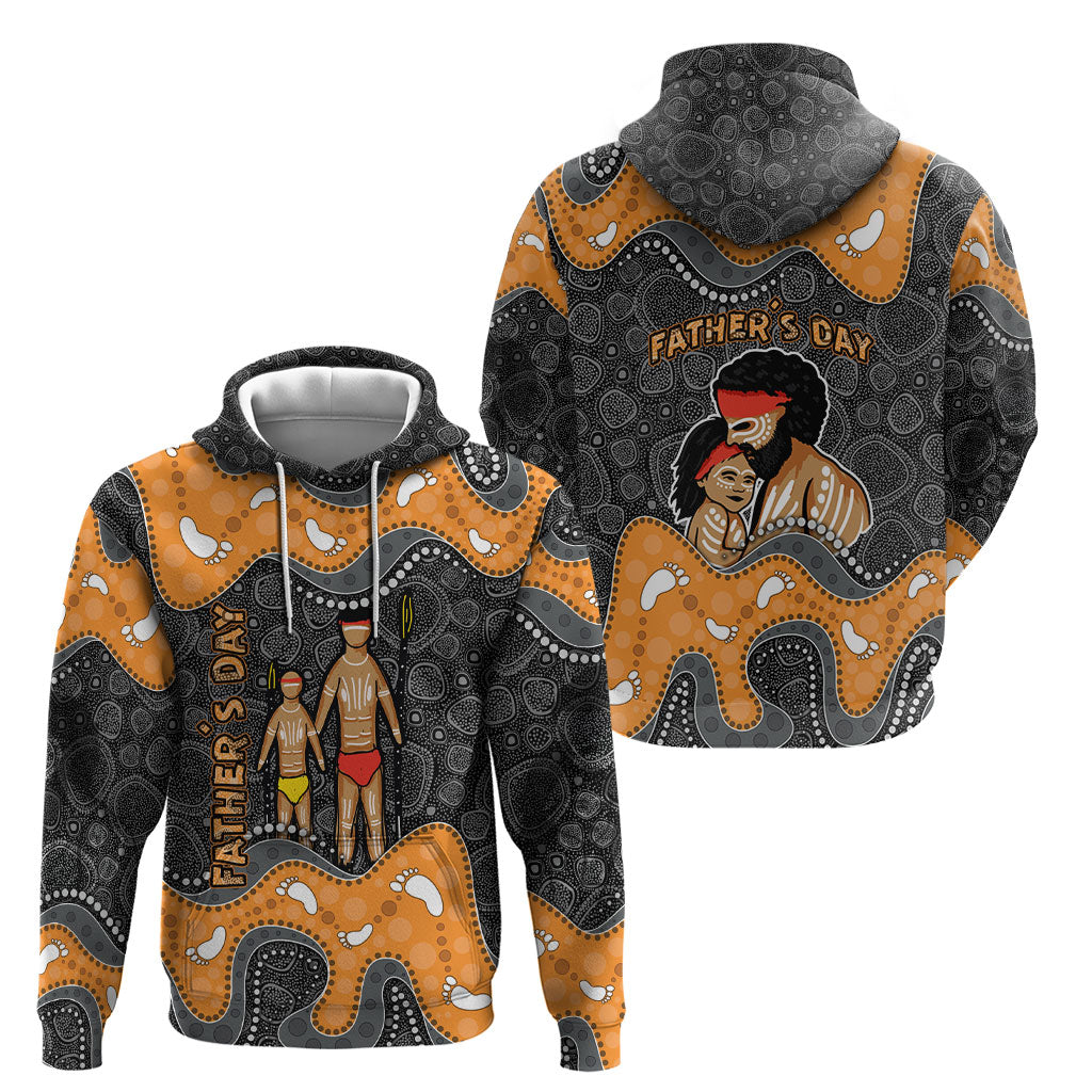 Australia Aboriginal Fathers Day Hoodie Indigenous Dot Art - Family Footprint