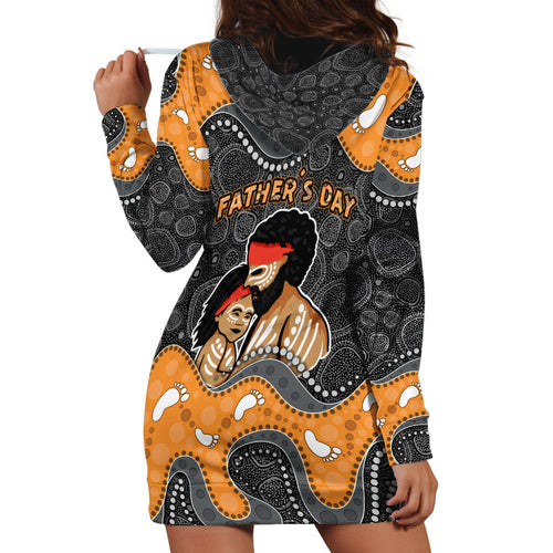 Australia Aboriginal Fathers Day Hoodie Dress Indigenous Dot Art - Family Footprint