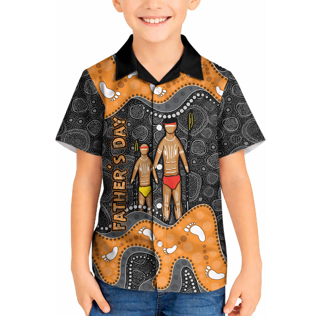 Australia Aboriginal Fathers Day Kid Hawaiian Shirt Indigenous Dot Art - Family Footprint