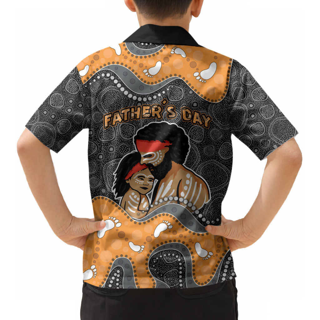 Australia Aboriginal Fathers Day Kid Hawaiian Shirt Indigenous Dot Art - Family Footprint