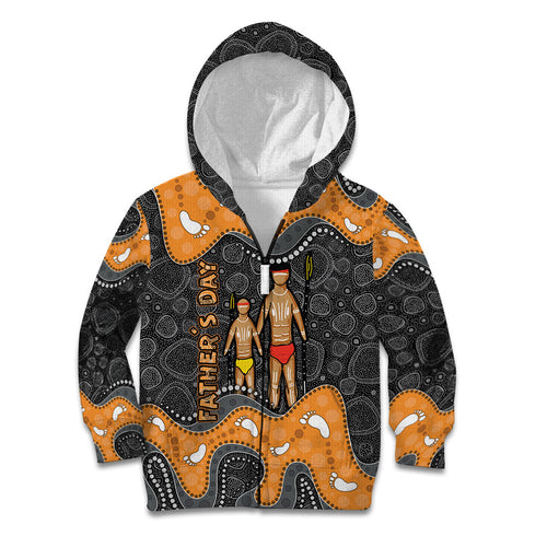 Australia Aboriginal Fathers Day Kid Hoodie Indigenous Dot Art - Family Footprint