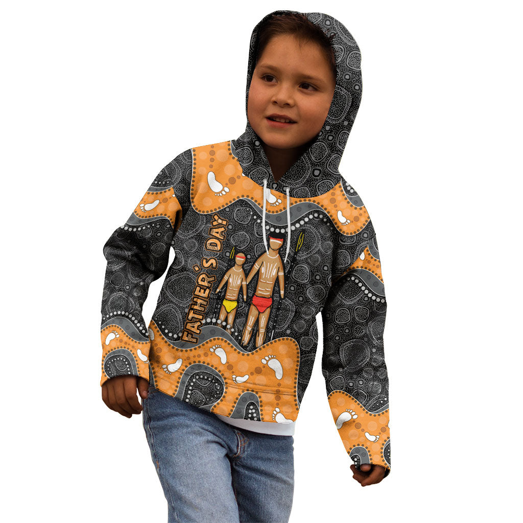 Australia Aboriginal Fathers Day Kid Hoodie Indigenous Dot Art - Family Footprint