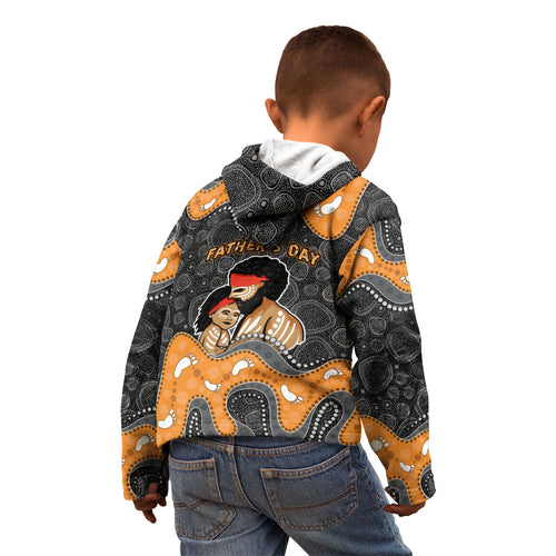Australia Aboriginal Fathers Day Kid Hoodie Indigenous Dot Art - Family Footprint
