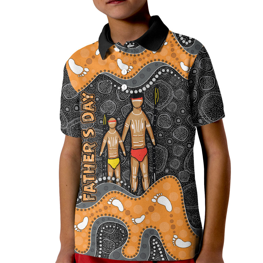 Australia Aboriginal Fathers Day Kid Polo Shirt Indigenous Dot Art - Family Footprint
