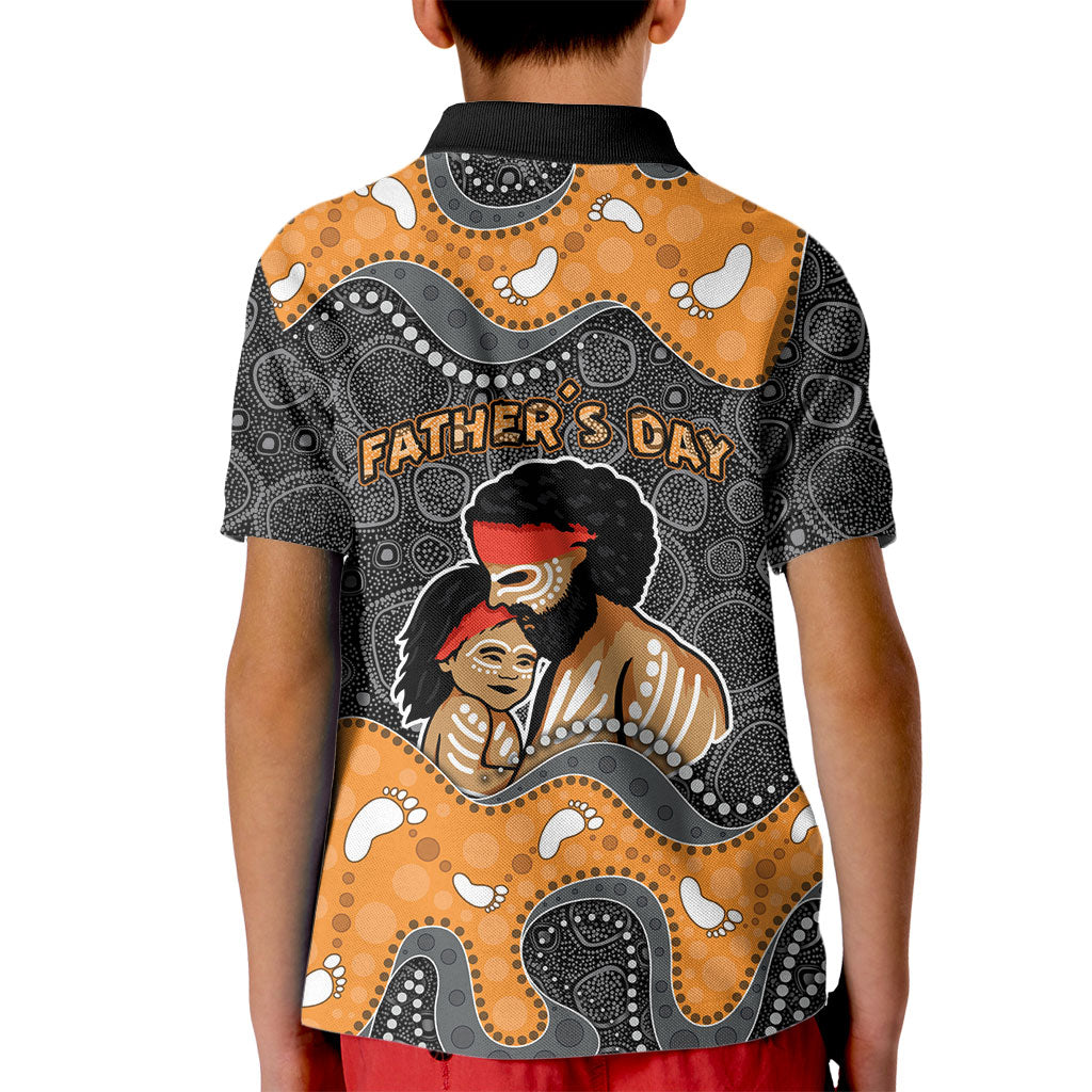 Australia Aboriginal Fathers Day Kid Polo Shirt Indigenous Dot Art - Family Footprint