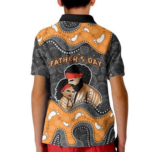 Australia Aboriginal Fathers Day Kid Polo Shirt Indigenous Dot Art - Family Footprint
