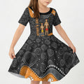 Australia Aboriginal Fathers Day Kid Short Sleeve Dress Indigenous Dot Art - Family Footprint