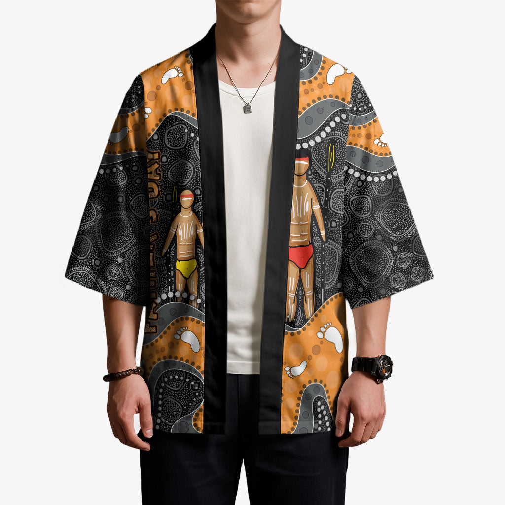 Australia Aboriginal Fathers Day Kimono Indigenous Dot Art - Family Footprint