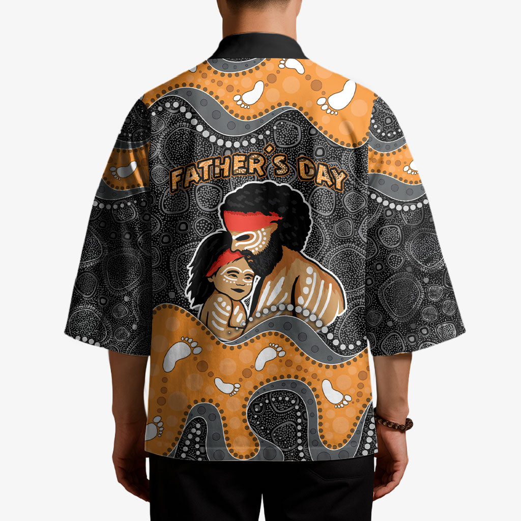 Australia Aboriginal Fathers Day Kimono Indigenous Dot Art - Family Footprint