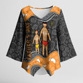 Australia Aboriginal Fathers Day Kimono Sleeve Blouse Indigenous Dot Art - Family Footprint