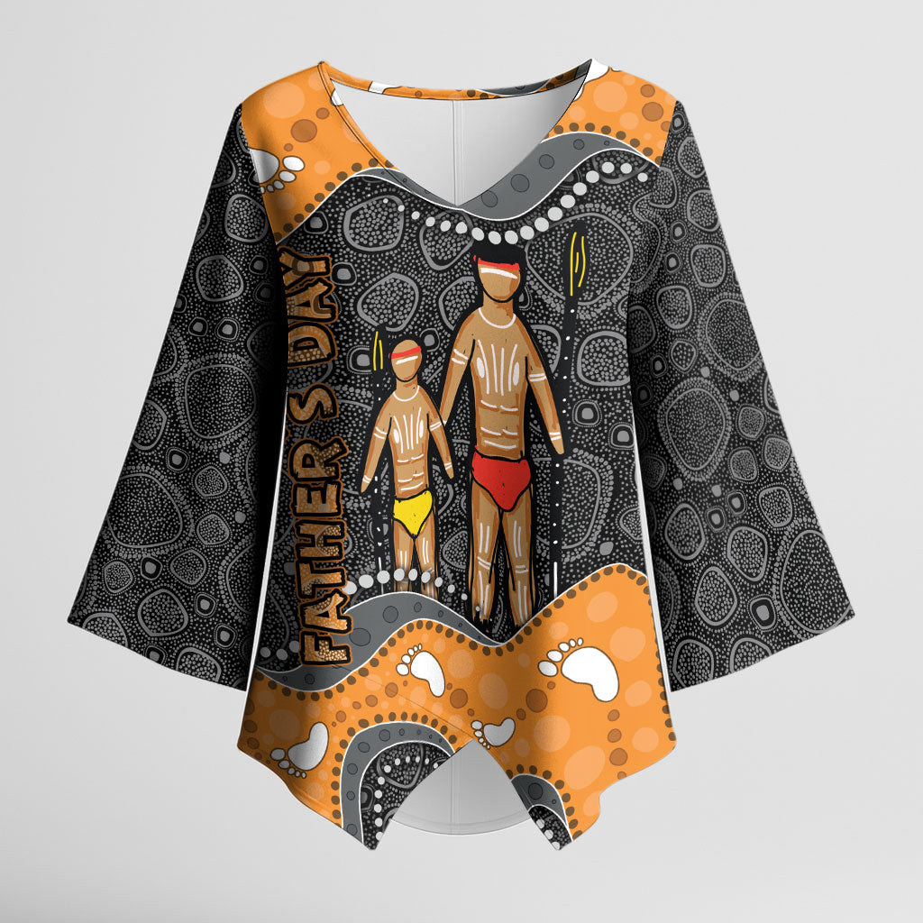 Australia Aboriginal Fathers Day Kimono Sleeve Blouse Indigenous Dot Art - Family Footprint