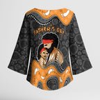 Australia Aboriginal Fathers Day Kimono Sleeve Blouse Indigenous Dot Art - Family Footprint