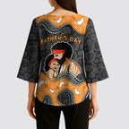 Australia Aboriginal Fathers Day Kimono Sleeve Blouse Indigenous Dot Art - Family Footprint