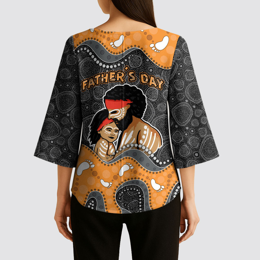 Australia Aboriginal Fathers Day Kimono Sleeve Blouse Indigenous Dot Art - Family Footprint
